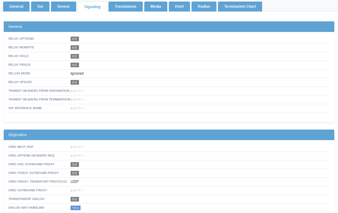 YETI Web interface - Informational Tabs