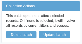 YETI Web interface - Collection Actions